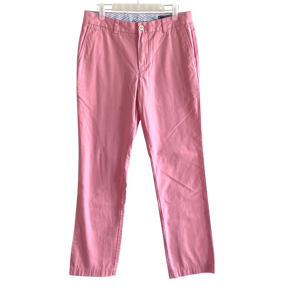 3/$25 Vineyard Vines Mens Slim Fit Breaker Pant Pink Cotton Chino Trousers 30x32